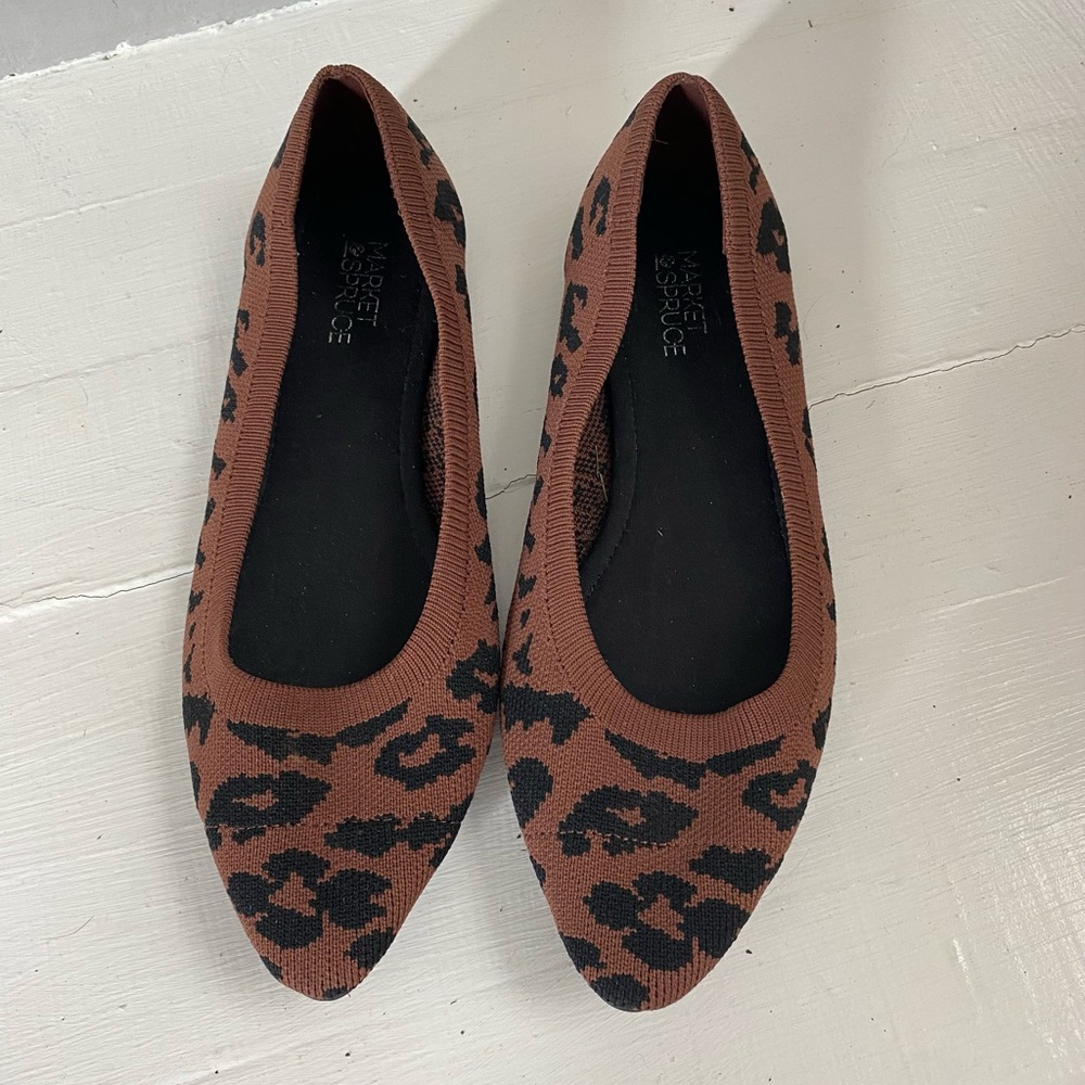 Market & Spruce Brown and Black Leopard Flats